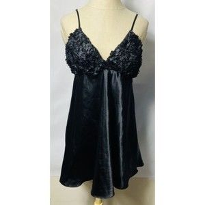 Flora Women Sexy Black Bellflower Chemise Size M